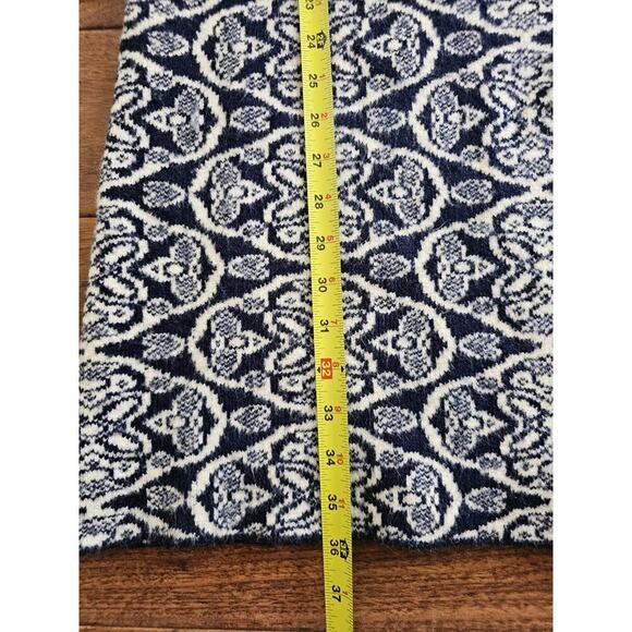 J Mclaughlin Soft Knit Cardigan Duster Women's Size L Navy Damask Cozy - Picture 3 of 14